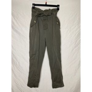 Zara olive green high waisted pants with tie 💚